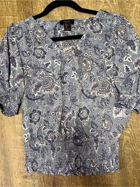 RACHEL Rachel Roy Short Sleeve Floral Top — Light Blue